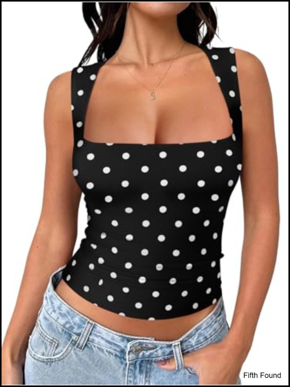 REORIA Square Neck Double Lined Crop Tank Top